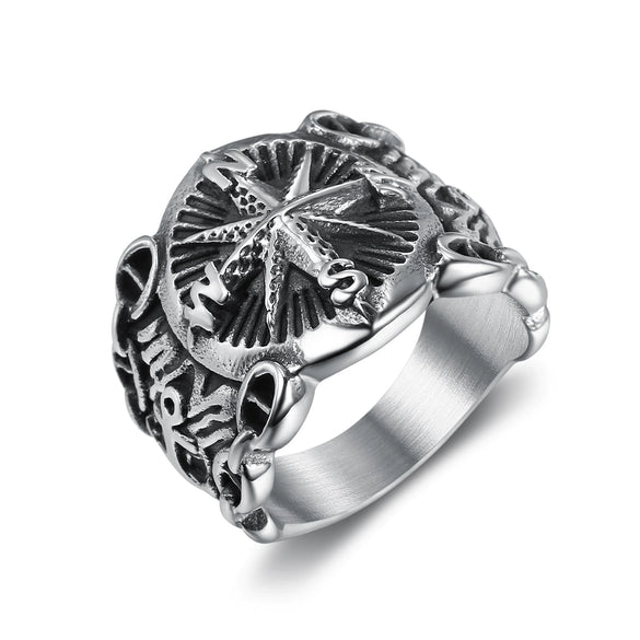Unisex Black Electroplated Stainless Steel Anchor Shaped Ring With Bold Personality Style