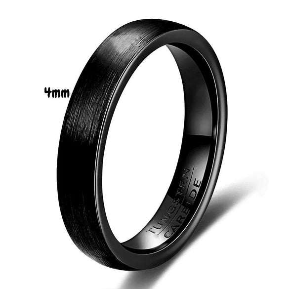 Unisex Black Electroplated Tungsten Steel Ring With Curved Geometric Minimalist Design