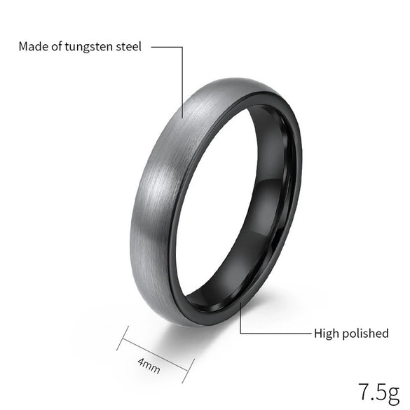 Unisex Black Electroplated Tungsten Steel Ring With Curved Geometric Minimalist Design