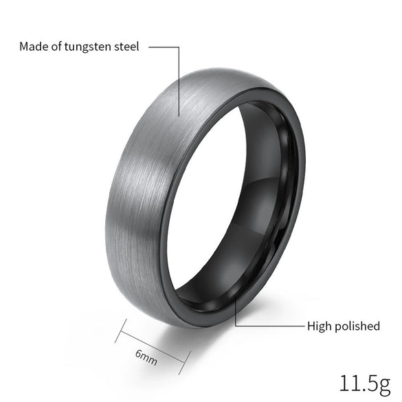 Unisex Black Electroplated Tungsten Steel Ring With Curved Geometric Minimalist Design