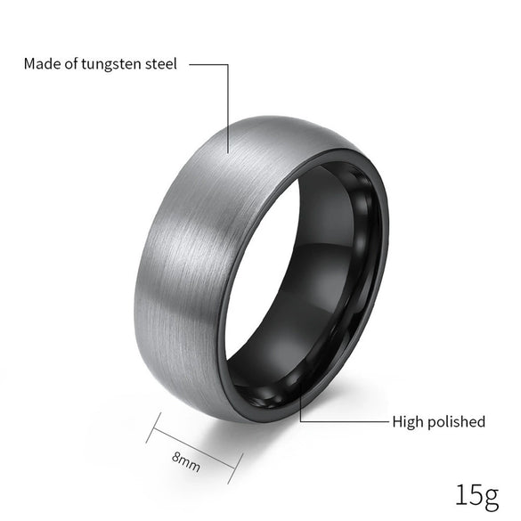 Unisex Black Electroplated Tungsten Steel Ring With Curved Geometric Minimalist Design