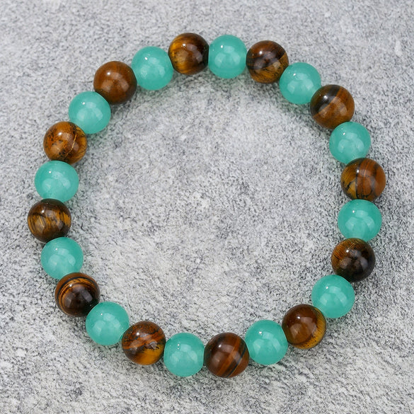 Unisex Bohemian Retro Semiprecious Stone Handmade Beaded Geometric Pattern Bracelet