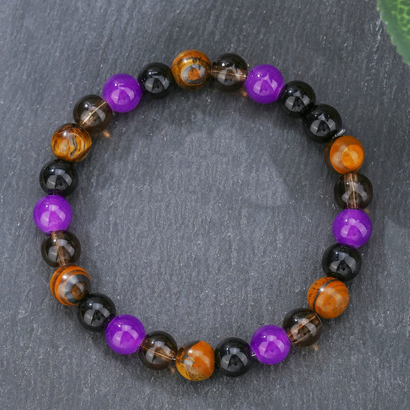 Unisex Bohemian Retro Semiprecious Stone Handmade Beaded Geometric Pattern Bracelet
