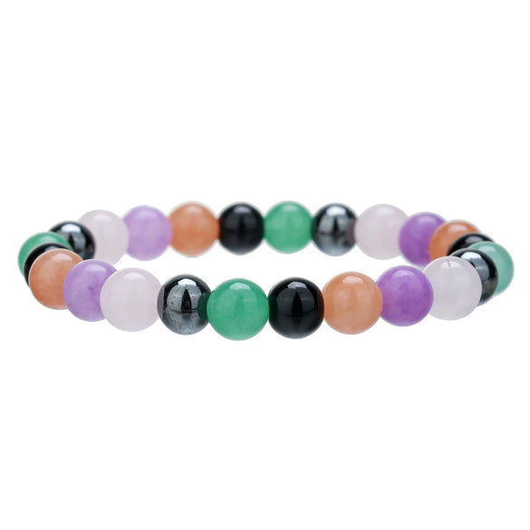 Unisex Bohemian Retro Semiprecious Stone Handmade Beaded Geometric Pattern Bracelet