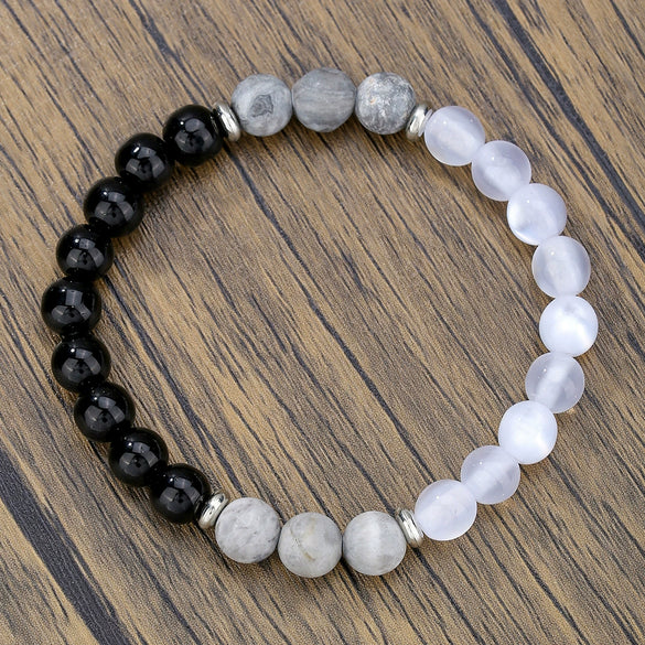 Unisex Bohemian Retro Semiprecious Stone Handmade Beaded Geometric Pattern Bracelet