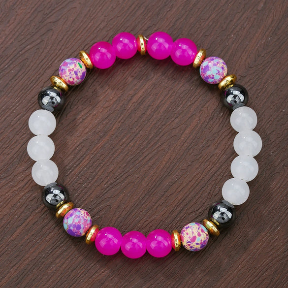 Unisex Bohemian Retro Semiprecious Stone Handmade Beaded Geometric Pattern Bracelet
