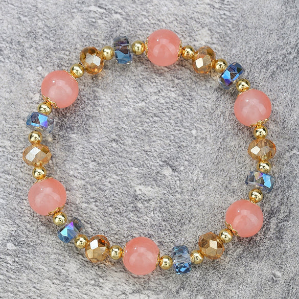 Unisex Bohemian Retro Semiprecious Stone Handmade Beaded Geometric Pattern Bracelet