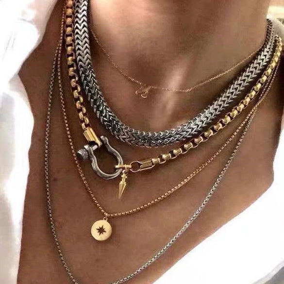 Unisex Brass Ushaped Collarbone Necklace With Box Chain Electroplated Geometric Design And Simple Streetwear Style