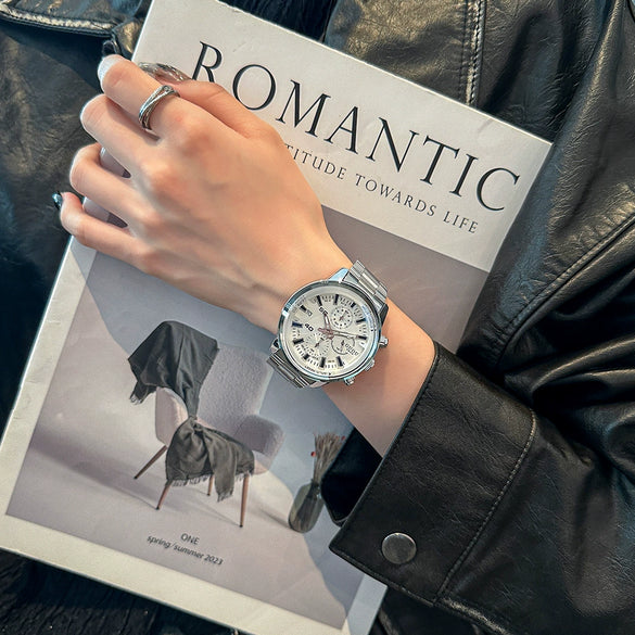 Unisex Casual Alloy Band Round Dial Wrist Watch