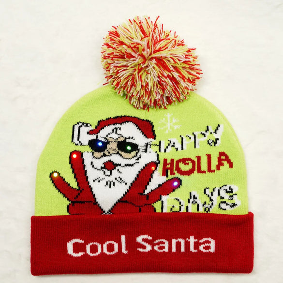 Unisex Casual Cute Santa Claus Snowman Pom Poms Eaveless Wool Cap
