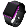 Unisex Casual Square Silicone And Plastic Led Electronic Watch