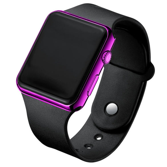 Unisex Casual Square Silicone And Plastic Led Electronic Watch