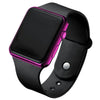 Unisex Casual Square Silicone And Plastic Led Electronic Watch