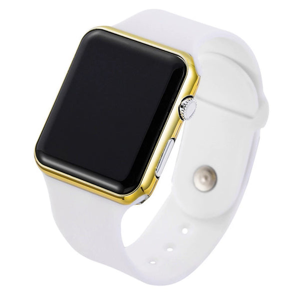 Unisex Casual Square Silicone And Plastic Led Electronic Watch