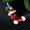 Unisex Christmas Snowflake Sock Brooch With Bear And Soldier Boot Motifs Dripping Oil Alloy Pin With Artificial Gem Accents
