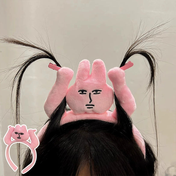 Unisex Cloth Handmade Funny Pink Rabbit Hair Hoop Hair Accessories