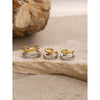 Unisex Cold Style Double Layer Opening Ring Ear Clip Stainless Steel Gold And Silver Two Color Electroplated Geometric Design