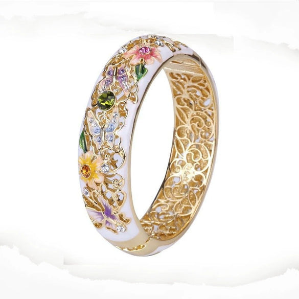 Unisex Copper Butterfly Ring With Colorful Enamel And Electroplated Finish Geometric Floral Design Fashion Jewelry