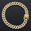 Unisex Copper Cuban Chain Bracelet With Single Row Zircon Accents And Electroplated Hiphop Style