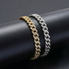 Unisex Copper Cuban Chain Bracelet With Single Row Zircon Accents And Electroplated Hiphop Style
