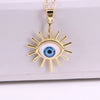 Unisex Copper Evil Eye Pendant Necklace With Mixed Gem Inlay Geometric Design Electroplated Water Wave Chain Jewelry