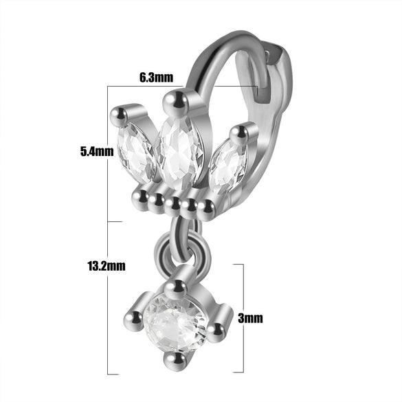 Unisex Copper Flower Geometry Ear Bone Ring And Earrings With Electroplated Horse Eye Crown And Grab Butterfly Pendant And Zircon Piercing Ear Buckle