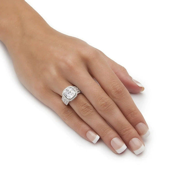 Unisex Copper Geometric Ring Inlaid Zircon