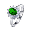 Unisex Copper Geometric Zircon Inlaid Ring With Emerald Look Electroplated Fashion Jewelry