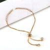 Unisex Copper 18K Gold Electroplated Round Pushpull Bracelet Semifinished Jewelry With White Zirconium