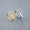 Unisex Copper Open Letter Ring With Geometric Cutout Design And Gold Or Silver Electroplated Finish Minimalist Style