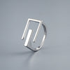 Unisex Copper Open Letter Ring With Geometric Cutout Design And Gold Or Silver Electroplated Finish Minimalist Style