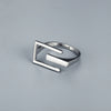 Unisex Copper Open Letter Ring With Geometric Cutout Design And Gold Or Silver Electroplated Finish Minimalist Style