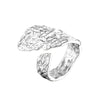 Unisex Copper Open Ring With Irregular Leaf Shape Textured Concave Convex Design And Gold Silver Electroplated Finish