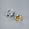 Unisex Copper Open Ring With Irregular Leaf Shape Textured Concave Convex Design And Gold Silver Electroplated Finish