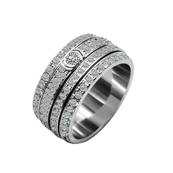 Unisex Copper Rotating Geometric Ring With Diamond Inlay Starry Sky Design New Chinese Style Index Ring