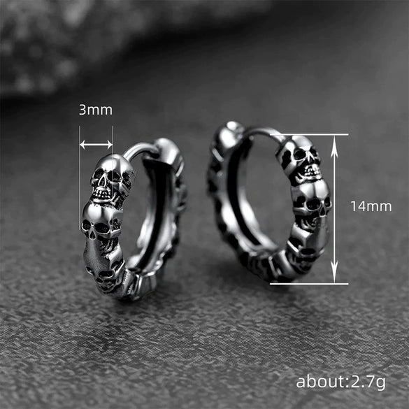 Unisex Copper Skull Geometric Electroplated Hip Hop Earrings