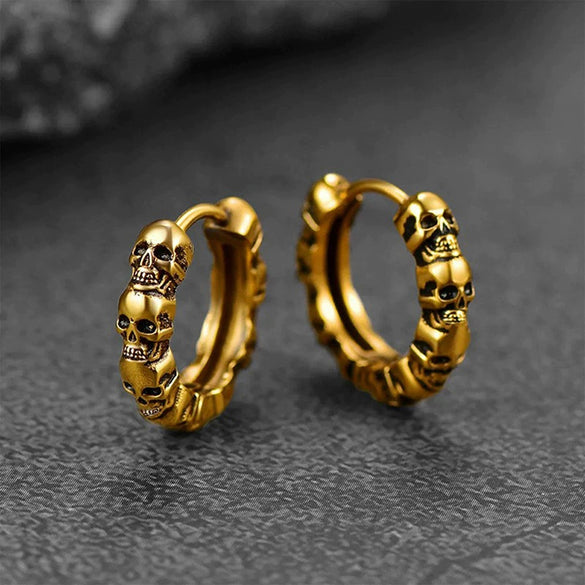 Unisex Copper Skull Geometric Electroplated Hip Hop Earrings