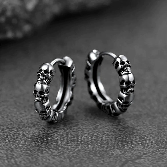 Unisex Copper Skull Geometric Electroplated Hip Hop Earrings