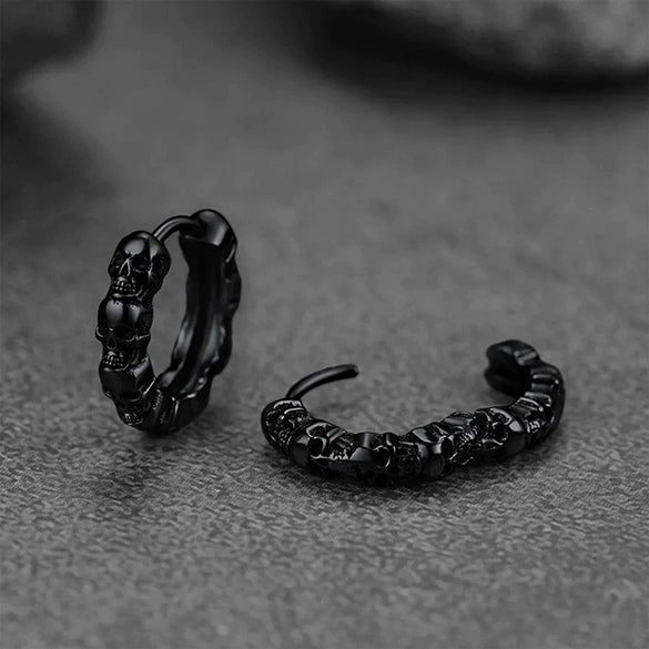 Unisex Copper Skull Geometric Electroplated Hip Hop Earrings