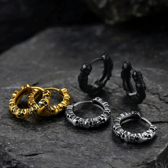 Unisex Copper Skull Geometric Electroplated Hip Hop Earrings