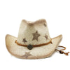 Unisex Cowboy Style Star Crimping Straw Hat