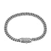 Unisex Cuban Chain Stainless Steel Geometric Polished And Electroplated Necklace With Copper Buckle And Micropaved Zircon