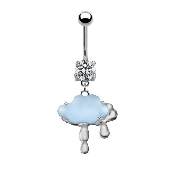 Unisex Cute Fruit Shaped Alloy Navel Ring With Cloud Pendant