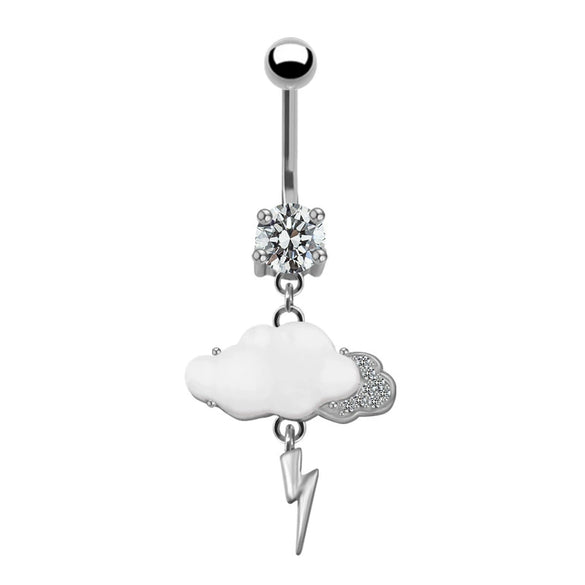 Unisex Cute Fruit Shaped Alloy Navel Ring With Cloud Pendant