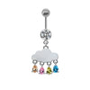 Unisex Cute Fruit Shaped Alloy Navel Ring With Cloud Pendant