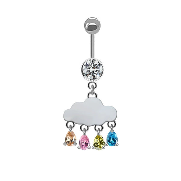 Unisex Cute Fruit Shaped Alloy Navel Ring With Cloud Pendant