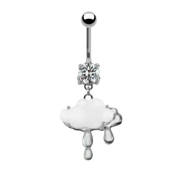 Unisex Cute Fruit Shaped Alloy Navel Ring With Cloud Pendant