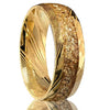 Unisex Damascus Steel Ring With Goldplated Finish And Gold Foil Inlay Minimalist Geometric Jewelry