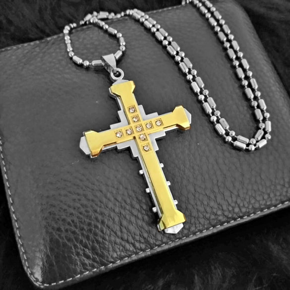 Unisex Double Layer Alloy Pendant Necklace With Electroplated Bamboo Chain And Geometric Letter Design