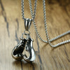 Unisex Electroplated Alloy Double Boxing Glove Pendant Necklace With Leaf And Floral Details